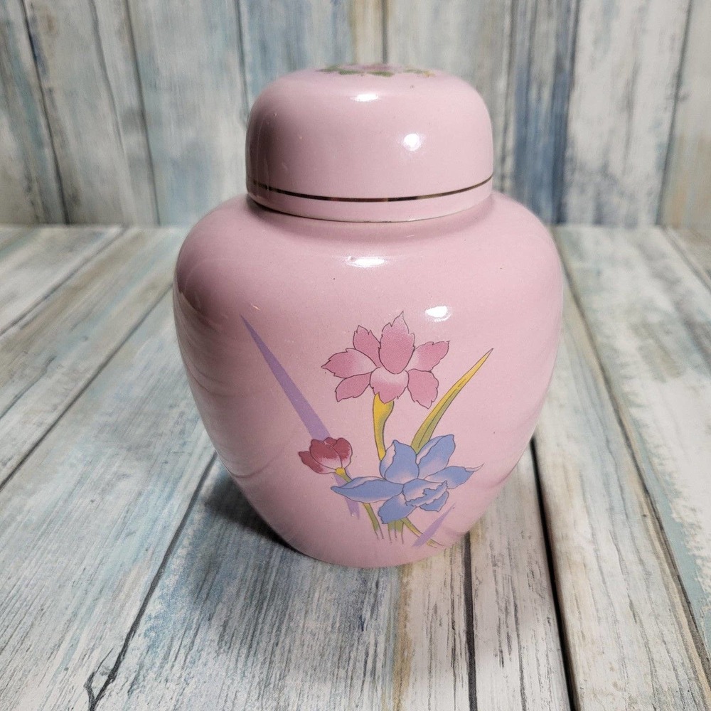 Vintage Pink Iris Ginger Jar by Yamaji Japan